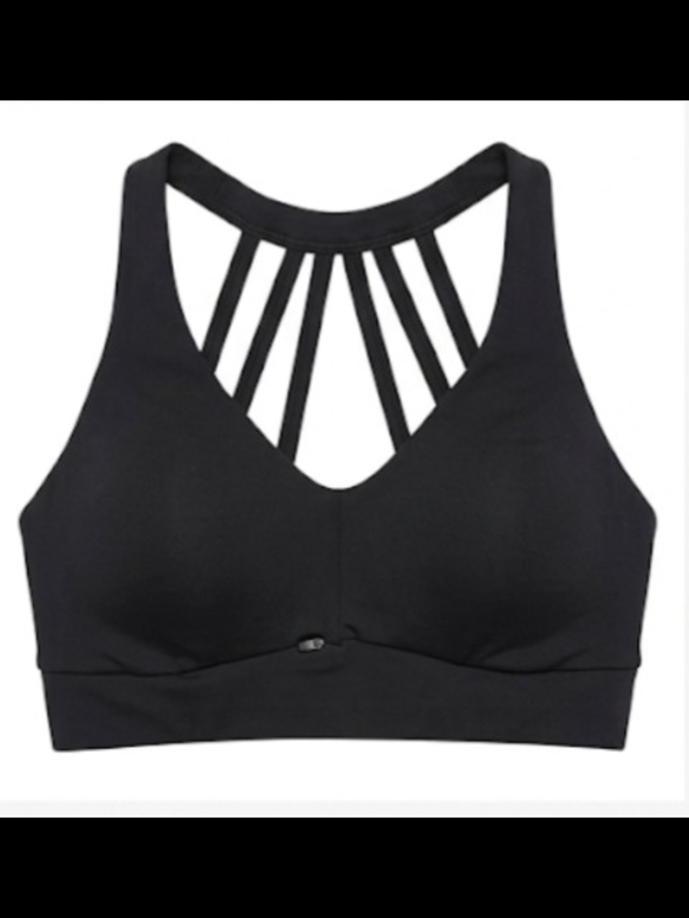Athleta Strappy Back Black Sports Bra, 32D